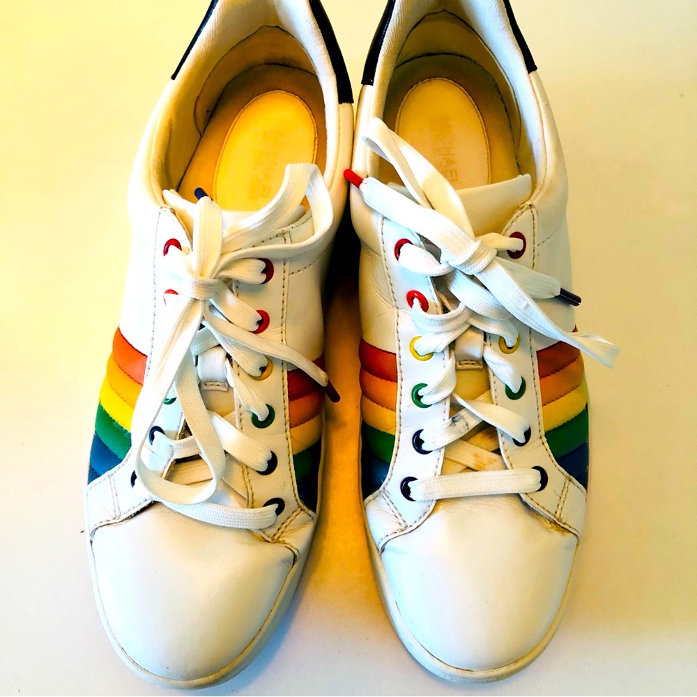 Michael Kors Women's White Rainbow Sneakers - Picture 6 of 11